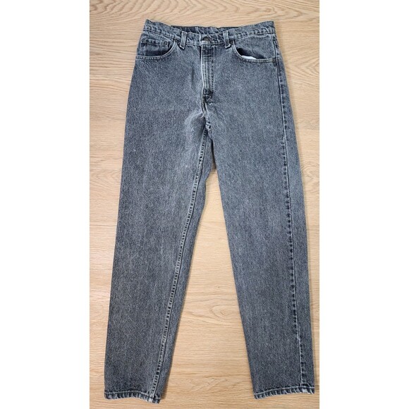 Levis 505 Acid Wash Jeans Mens 34x34 USA Made In USA Denim Black Faded Rare VTG